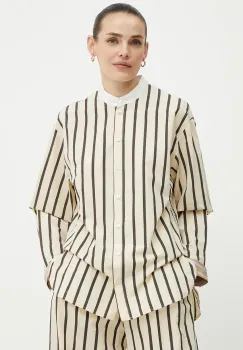 Forte Forte camasa culoarea bej, cu guler stand-up, relaxed, 13851 my shirt imagine