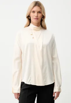 Forte Forte camasa de matase culoarea bej, cu un decolteu legat, relaxed, 14076.my.shirt imagine