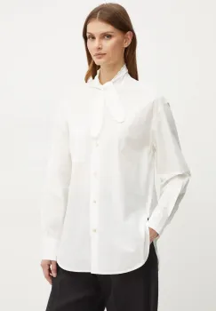 Forte Forte camasa din bumbac femei, culoarea alb, cu un decolteu legat, relaxed, 13306_my shirt imagine