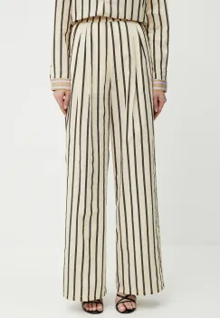 Forte Forte pantaloni culoarea bej, lat, high waist, 13852 my pants imagine