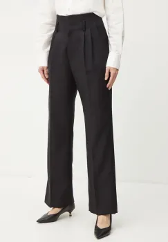 Forte Forte pantaloni de lana culoarea negru, drept, high waist, 13225_my pants imagine