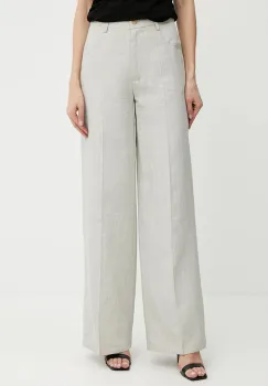 Forte Forte pantaloni din amestec de in culoarea bej, lat, high waist, 13819 my pants imagine