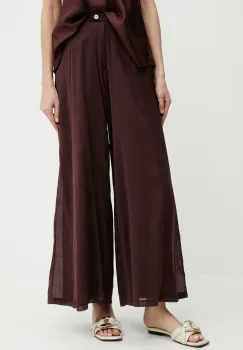 Forte Forte pantaloni din amestec de matase culoarea bordo, fason culottes, high waist, 13897 my pants imagine