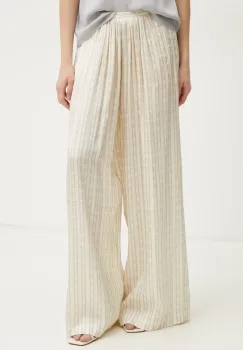 Forte Forte pantaloni femei, culoarea bej, lat, high waist, 13628.my pants imagine