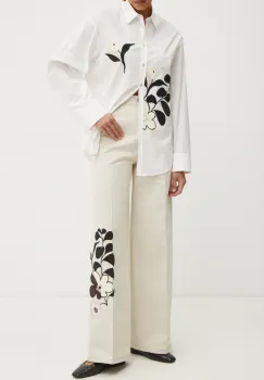 Forte Forte pantaloni femei, culoarea bej, lat, high waist, 13719bis.my pants imagine