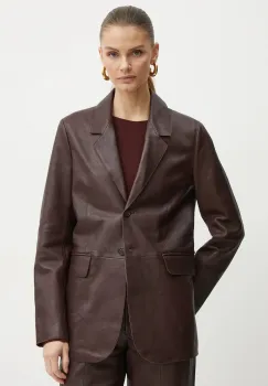 Forte Forte sacou de piele culoarea rosu, un singur rand de nasturi, neted, 13214_my jacket imagine