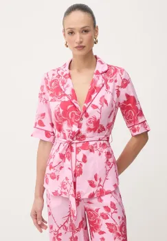 Fracomina bluza tip camasa pentru femei, cu amestec de in imagine