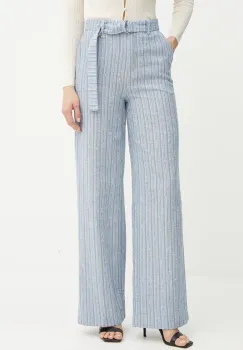 Fracomina pantaloni din amestec de in lat, high waist, FS25SV3008W402Q6 imagine
