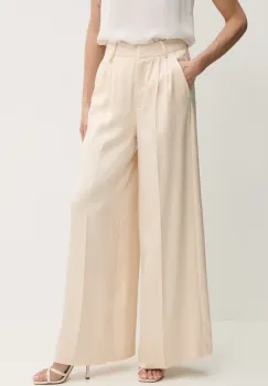 Fracomina pantaloni femei, culoarea bej, lat, high waist, FR25SV3002W41101 imagine