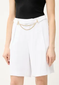 Fracomina pantaloni scurti culoarea alb, uni, high waist, FS25SV6001W47601 imagine