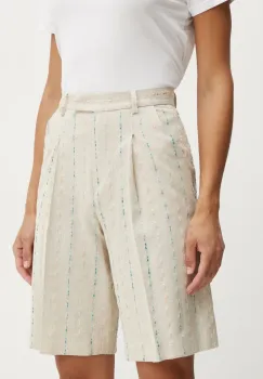 Fracomina pantaloni scurti din amestec de in culoarea bej, cu imprimeu, high waist, FS25SV6003W788N8 imagine