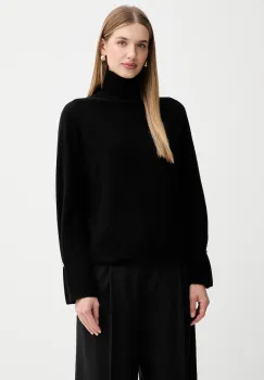 Fracomina pulover de lana culoarea negru, light, cu guler, FR25WT7013K47301 imagine