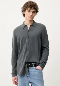 FROM FUTURE camasa din casmir barbati, culoarea gri, cu guler clasic, relaxed, MCH02664 imagine