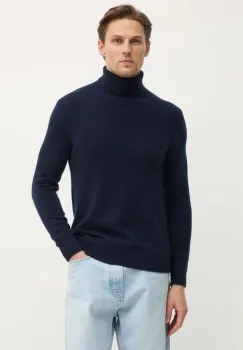 FROM FUTURE pulover barbati, culoarea albastru marin, cu guler, MPL00054 imagine