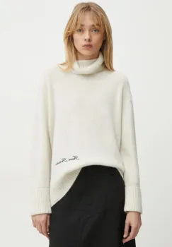 FROM FUTURE pulover de casmir culoarea bej, cu guler, WPL02195 imagine