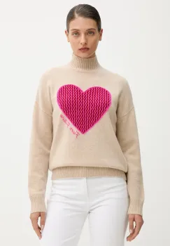 FROM FUTURE pulover de casmir culoarea bej, cu guler, WPM03254 imagine