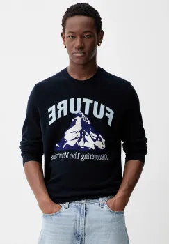 FROM FUTURE pulover de casmir culoarea bleumarin, light, MPR03346 imagine