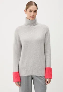 FROM FUTURE pulover de casmir culoarea gri, light, cu guler, WPL02189 imagine