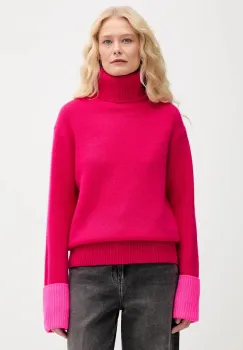 FROM FUTURE pulover de casmir culoarea roz, light, cu guler, WPL02189 imagine