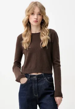 FROM FUTURE pulover de casmir femei, culoarea maro, light, WTO02647 imagine