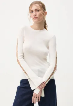 FROM FUTURE pulover de lana femei, culoarea bej, light, WTO02295 imagine