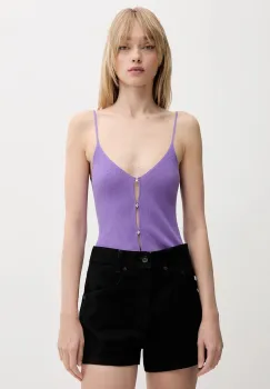FROM FUTURE tricou de lana culoarea violet, WTO02691 imagine