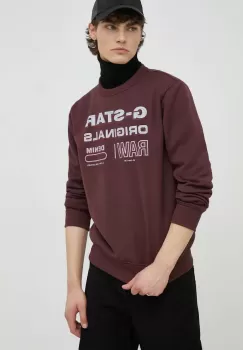 G-Star Raw bluza barbati, culoarea bordo, cu imprimeu imagine