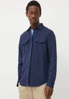 G-Star Raw camasa din bumbac barbati, culoarea albastru marin, cu guler clasic, regular imagine