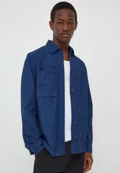 G-Star Raw camasa din bumbac barbati, culoarea albastru marin, cu guler clasic, regular imagine