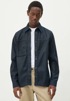 G-Star Raw camasa din bumbac barbati, culoarea albastru marin, cu guler clasic, regular, D24764-D777 imagine