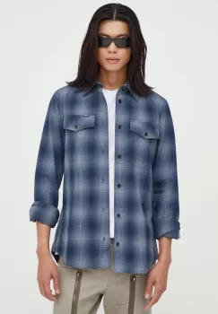 G-Star Raw camasa din bumbac barbati, culoarea albastru marin, cu guler clasic, slim imagine