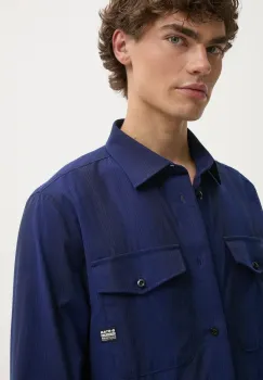 G-Star Raw camasa din bumbac barbati, culoarea albastru marin, cu guler italian, slim, D24963-D744 imagine