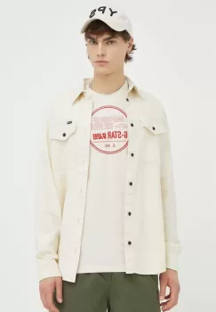 G-Star Raw camasa din bumbac barbati, culoarea bej, cu guler clasic, slim imagine