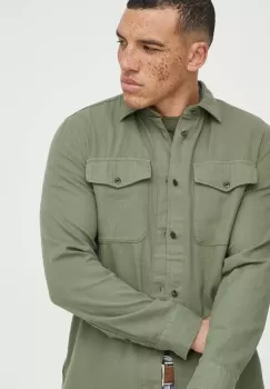 G-Star Raw camasa din bumbac barbati, culoarea verde, cu guler clasic, regular imagine