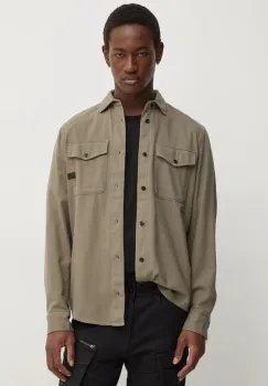 G-Star Raw camasa din bumbac barbati, culoarea verde, cu guler clasic, regular imagine