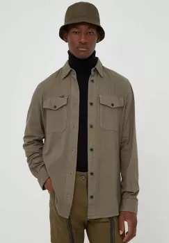 G-Star Raw camasa din bumbac barbati, culoarea verde, cu guler clasic, slim imagine