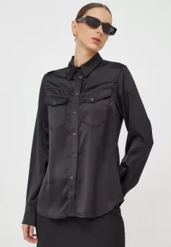 G-Star Raw camasa femei, culoarea negru, cu guler clasic, slim imagine