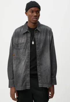 G-Star Raw camasa jeans barbati, culoarea gri, cu guler clasic, relaxed, D25517-D540 imagine