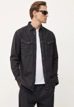 G-Star Raw camasa jeans barbati, culoarea negru, cu guler clasic, slim, D23616-D540 imagine