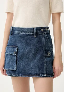 G-Star Raw fusta si pantaloni denim culoarea bleumarin, uni, high waist, D26173-D788 imagine