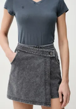 G-Star Raw fusta si pantaloni denim femei, culoarea gri, uni, high waist, D26107-D966 imagine