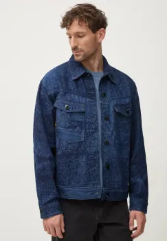G-Star Raw geaca jeans barbati, culoarea albastru marin, de tranzitie imagine