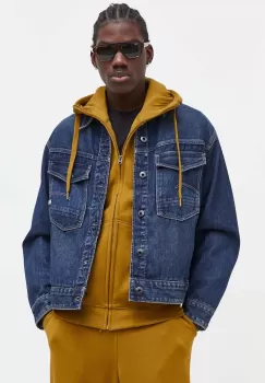 G-Star Raw geaca jeans barbati, culoarea albastru marin, de tranzitie imagine