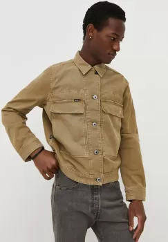 G-Star Raw geaca jeans barbati, culoarea bej, de tranzitie imagine