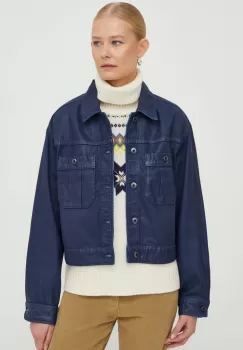 G-Star Raw geaca jeans femei, culoarea albastru marin, de tranzitie, oversize imagine