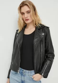 G-Star Raw geaca ramones de piele femei, culoarea negru, de tranzitie imagine