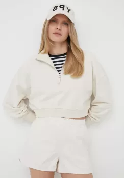 G-Star Raw hanorac de bumbac femei, culoarea bej, neted imagine