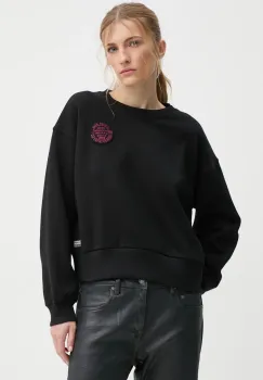 G-Star Raw hanorac de bumbac femei, culoarea negru, cu imprimeu, D25044-D427 imagine
