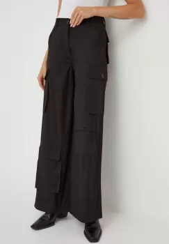 G-Star Raw pantaloni de bumbac culoarea negru, drept, high waist imagine