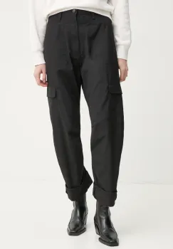 G-Star Raw pantaloni de bumbac culoarea negru, fason cargo, high waist, D26030-C973 imagine